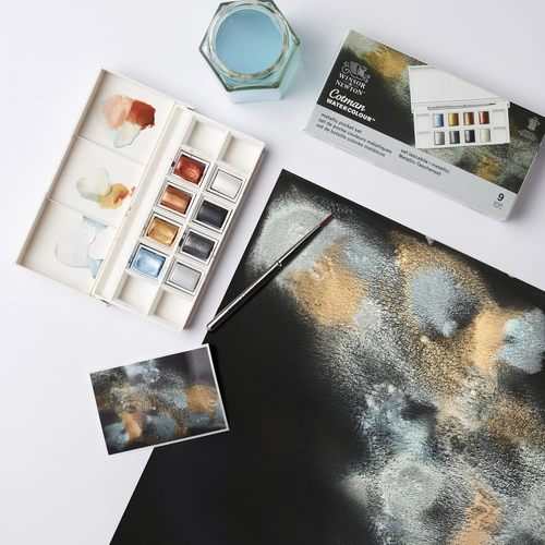 סט 8 צבעי מים בגוונים מתכתיים   Cotman Watercolour Metallic Pocket set