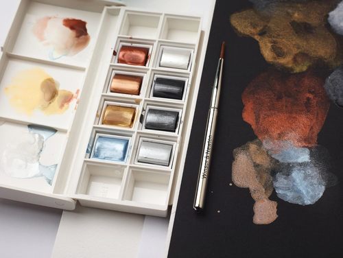 סט 8 צבעי מים בגוונים מתכתיים   Cotman Watercolour Metallic Pocket set