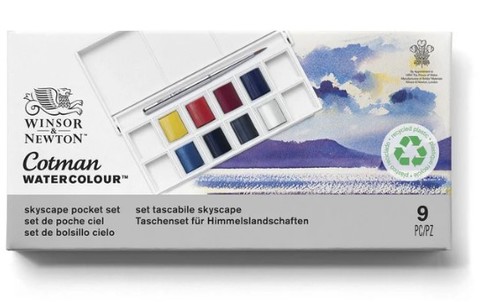 סט 8 צבעי מים בגווני שמיים  Cotman Watercolour Skyscape Pocket set