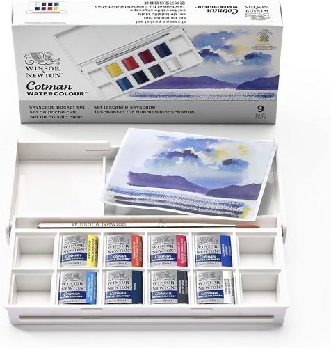 סט 8 צבעי מים בגווני שמיים  Cotman Watercolour Skyscape Pocket set