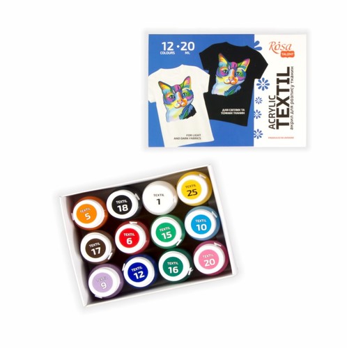 סט 12 צבעי בד ROSA TALENT ACRYLIC TEXTILE