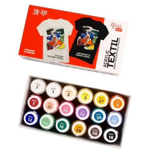 סט 18 צבעי בד ROSA TALENT ACRYLIC TEXTILE
