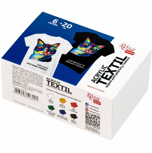 סט 6 צבעי בד ROSA TALENT ACRYLIC TEXTILE 