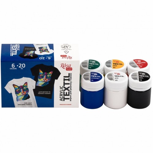 סט 6 צבעי בד ROSA TALENT ACRYLIC TEXTILE 