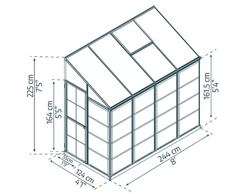 חממה ביתית 1.2x2.4 LEAN TO