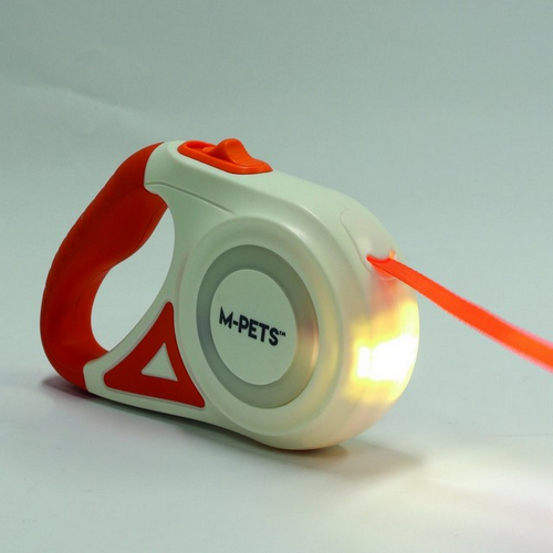 אמ פטס M-Pets רצועה מתארכת לכלב עד 35 ק?ג עם תאורה כתום M