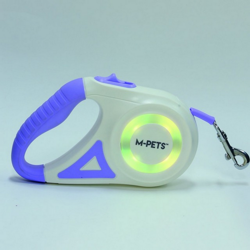 אמ פטס M-Pets רצועה מתארכת לכלב עד 35 ק?ג עם תאורה סגול M