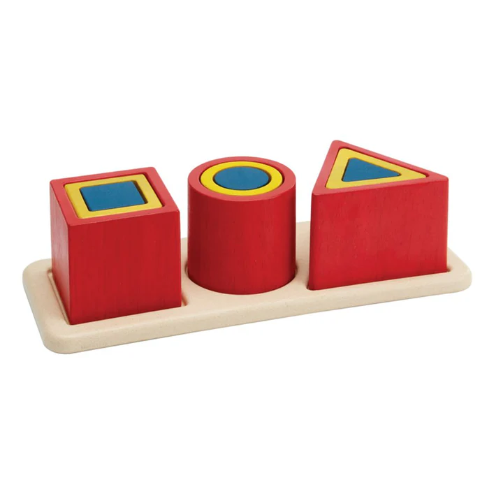 משחק התאמת צורות גיאומטריות חלולות מעץ