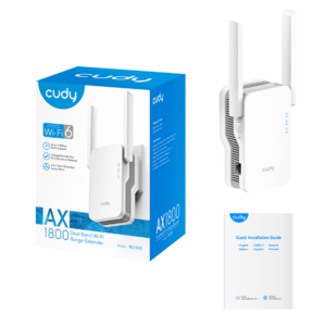 מגדיל טווח לחשמל 2 אנטנות Acces Point CUDY WIFI6 AX1800 EXTENDER RE1800-IL