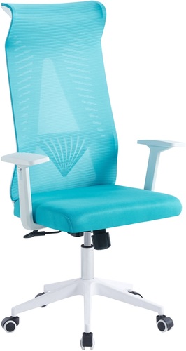 כסא משרדי עם משענות - דגם Manager - לבן כחול
