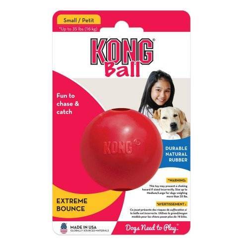 קונג Kong צעצוע לכלב כדור עם חור מחבוא חטיפים אדום קטן S