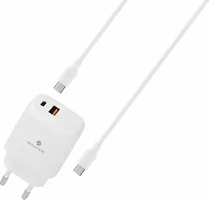 מטען קיר USB + C מירקייס 18W+20W +כבל TYPE C TO TYPE C