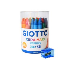 צבעי שעווה עבים בקופסה + מחדד 36 יח