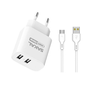 מטען קיר חשמלי איכותי מהיר עם 2 יציאות USB כולל כבל Type-C