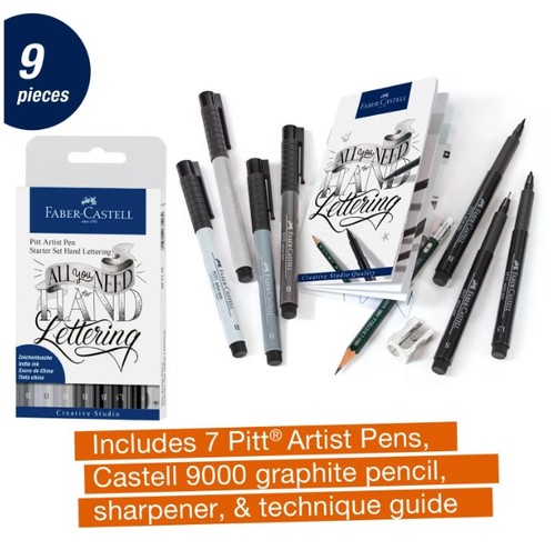 ערכת טושי מכחול STARTER SET HAND LATTERING (גוונים אפורים/שחורים)