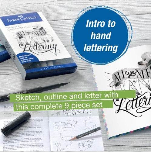 ערכת טושי מכחול STARTER SET HAND LATTERING (גוונים אפורים/שחורים)