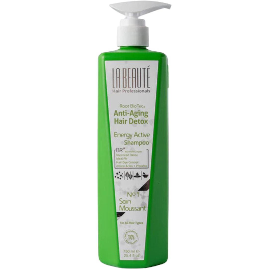 שמפו אנרגטי ללא מלחים לחיזוק שיער דליל - Anti-aging Hair Detox Energy לה בוטה 750 מ"ל 