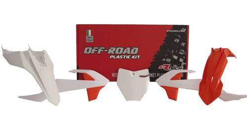קיט פלסטיקה לאופנועי קטמ ריסטק כתום / לבן - RACETECH KTM SX65 16-22 