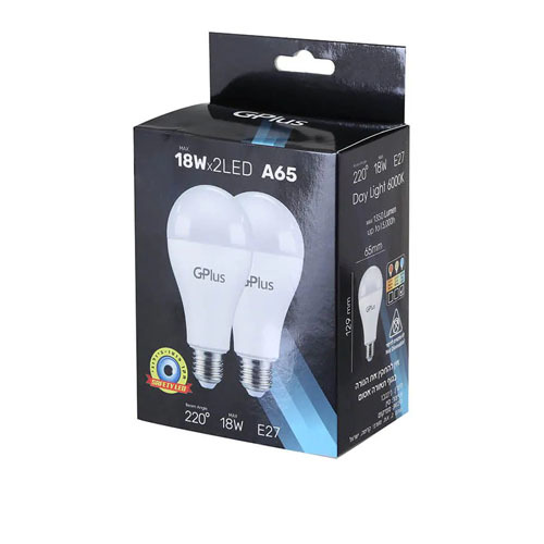 זוג נורות 18W E27 A65 SAFETY- אור לבן
