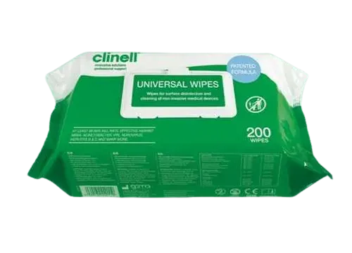 מגבונים אוניברסליים Clinell קלינל- לניקוי מכשור רפואי- 200 יחידות
