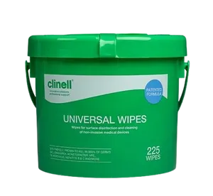 דלי מגבונים אוניברסליים Clinell קלינל לניקוי אולטרסאונד מכשור רפואי- 225 יחידות 