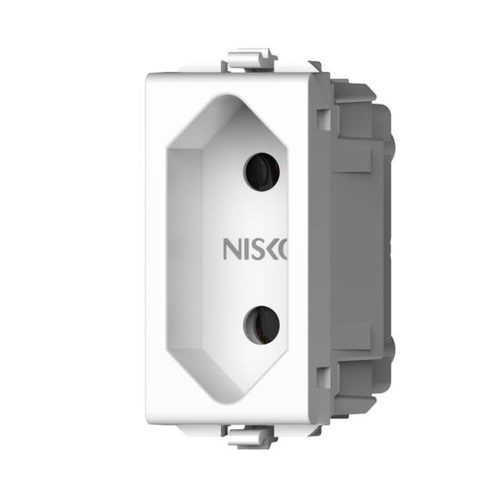 שקע דו פיני 1 מודול לבן ניסקו סוויץ’