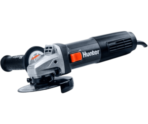 משחזת זווית Hunter 4.5 אינץ' דגם 100411-019 עם מנוע 850W, כולל מגן דיסק וידית אחיזה ארגונומית