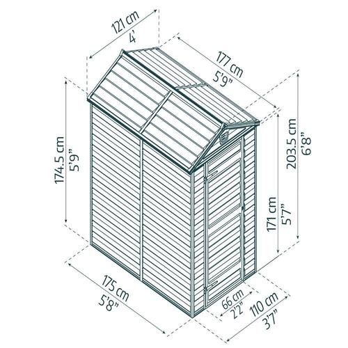 מחסן גינה SKYLIGHT אפור 1.2x1.8