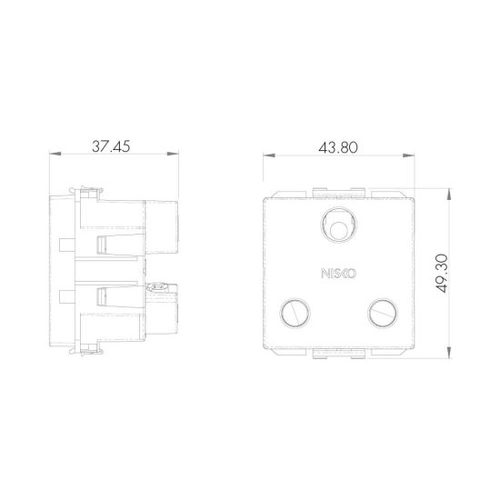 שקע כח בריטי 2 מודול לבן ניסקו סוויץ’