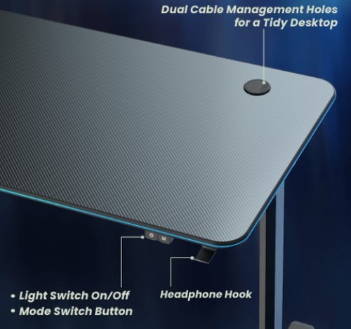 שולחן גיימינג עם תאורת Lumi GMD08-2 RGB