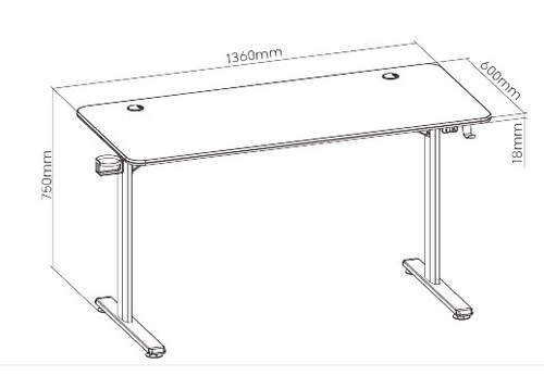 שולחן גיימינג עם תאורת Lumi GMD08-2 RGB