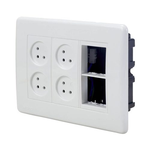 עמדת Home & Office תחת הטיח 6 מודול, 4 שקעים ומתאם גוויס