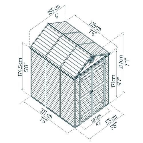מחסן גינה SKYLIGHT אפור 1.9x2.3