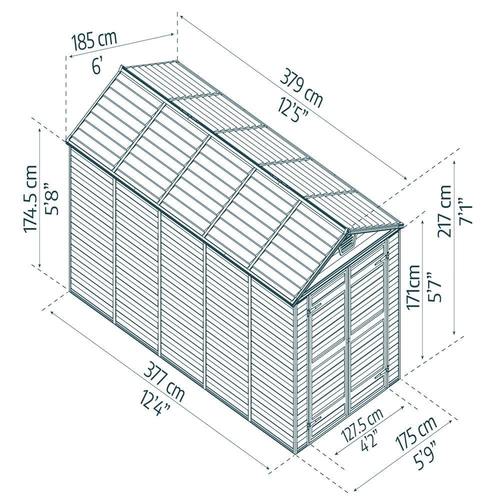 מחסן גינה SKYLIGHT אפור 1.9x3.8