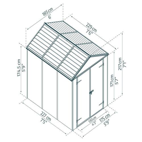 מחסן גינה RUBICON אפור כהה 1.9x2.3