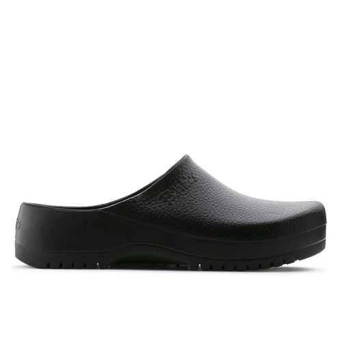 כפכפי Birkenstock Super Birki בצבע שחור לטבחים ורופאים, עשויים פוליאוריטן עמיד עם מדרס מיקרופייבר