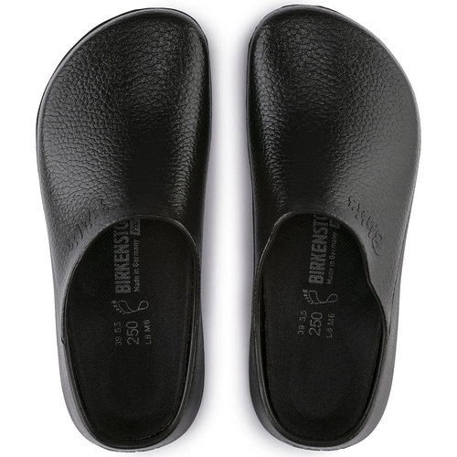 כפכפי Birkenstock Super Birki בצבע שחור לטבחים ורופאים, עשויים פוליאוריטן עמיד עם מדרס מיקרופייבר