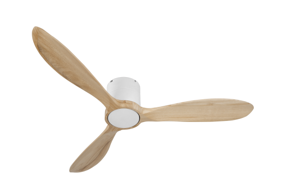  מאוורר "SELESTE" צמוד תקרה DC 35W - גימור לבן - כנפיים עץ טבעי