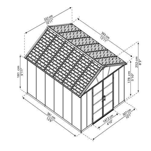 מחסן גינה YUKON אפור כהה 3.3x4 - כולל רצפה