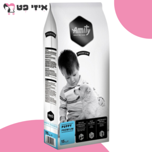 אמיתי פרמיום פאפי עוף ואורז לגורי כלבים 15 ק"ג Amity
