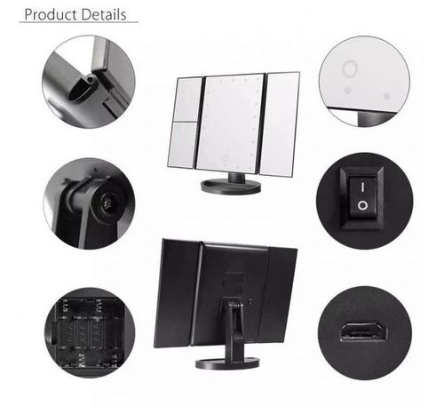 מראת שולחן מגדילה עם תאורת לד LED