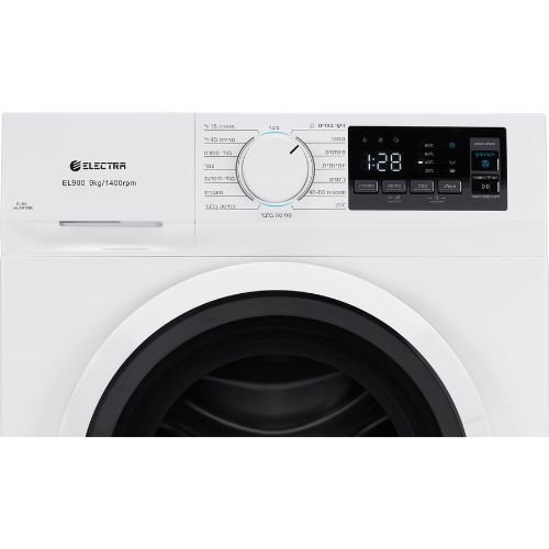 מכונת כביסה פתח חזית 9 ק"ג Electra EL900 עם מנוע Inverter במהירות 1400 סל"ד - צבע לבן אחריות ע"י היבואן הרשמי אלקטרה