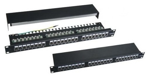 פאץ פאנל עם קונקטור מסוכך CAT5/6 Patch Panel 24 Port + RG45