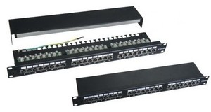 פאץ פאנל עם קונקטור מסוכך CAT5/6 Patch Panel 24 Port + RG45