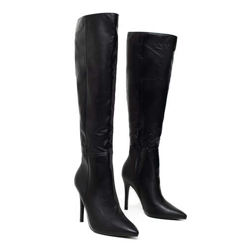 מגפיים גבוהים עקב סטילטו בצבע שחור | 36-40 |  UNIQUE SHOES BLACK 2513