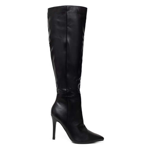 מגפיים גבוהים עקב סטילטו בצבע שחור | 36-40 |  UNIQUE SHOES BLACK 2513