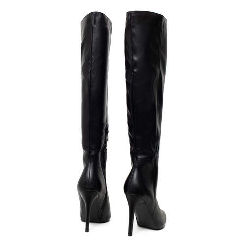 מגפיים גבוהים עקב סטילטו בצבע שחור | 36-40 |  UNIQUE SHOES BLACK 2513