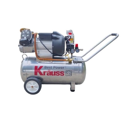קומפרסור KRAUSS R-5085V מקצועי עם 2 ראשי שאיבה, מיכל 50 ליטר ומנוע 3.0 כ