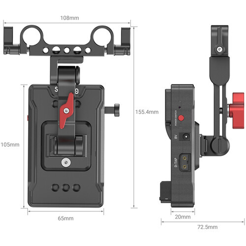 SmallRig 3499 V Mount Battery Adapter Plate (Basic Version) with Extension Arm 