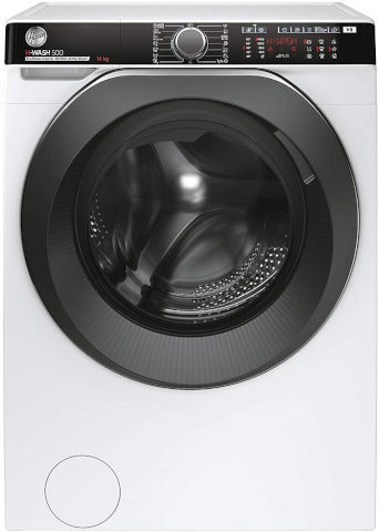 מכונת כביסה פתח חזית 14 ק''ג 1400 סל''ד HWP414AMBC מבית Hoover - צבע לבן עם דלת שחורה 